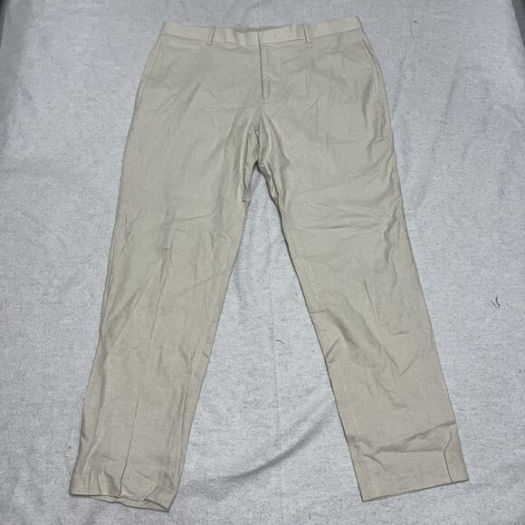 INC International Concepts Linen Pants Slim Fit Men’s 34x30 Straight leg Beige - Picture 1 of 10